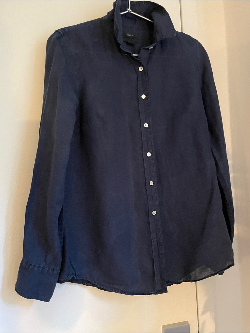 J. Crew Women’s ‘Perfect’ Navy Button-Down Linen Shirt